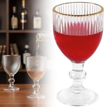 Imagem de Taças De Licor Borda Dourada Vidro Canelado Graffiato 6pçs