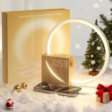 Imagem de Vivilumens Despertador nascer do sol, luz de despertar com simulação do nascer do sol, auxílio para dormir, alarmes duplos, 10 sons naturais e 4 níveis de brilho, lâmpada de cabeceira ideal para