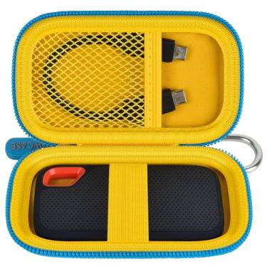 Imagem de Capa rígida compatível com SSD portátil extremo SanDisk de 500 GB/1 TB/2 TB/4 TB - até 1050 MB/s - USB-C, USB 3.2 geração 2 - externo para unidade de estado sólido. Suporte de viagem para cabos USB