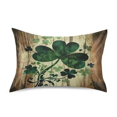 Imagem de Blueangle Fronha de cetim trevo de Dia de São Patrício para cabelo e pele, fronha de seda, tamanho Queen (50,8 x 76,2 cm) - Capas de almofada de cetim com fecho de envelope (275)