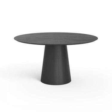 Imagem de Mesa De Jantar Redonda 150cm Scandi 8 Lugares Lamina Natural De Madeira Preto
