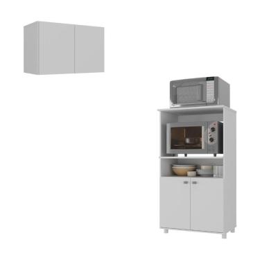 Imagem de Kit Armário De Cozinha 2 Portas Com Balcão Multiuso Multimóveis Mp2236 Branco Branco