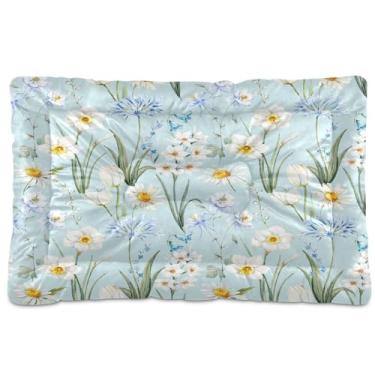 Imagem de SEHANY Cama para cães e gatos com flores silvestres coloridas com fundo antiderrapante, cama de canil, colchão macio para animais de estimação, lavável para cães pequenos, médios e grandes, gatos, 91