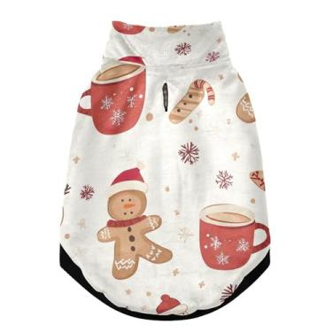 Imagem de SEHANY Casaco de Natal de gengibre para cães pequenos, super quente, à prova de vento, jaqueta de inverno, macia, aconchegante para animais de estimação, moletom para clima frio na neve com furo na