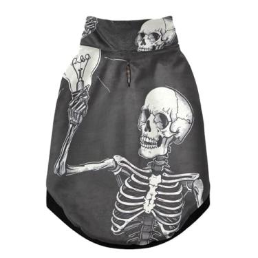 Imagem de SEHANY Casaco de cachorro com tatuagem de caveira para cães pequenos, superquente, à prova de vento, jaqueta de inverno, macia, aconchegante para animais de estimação, moletom para clima frio na neve