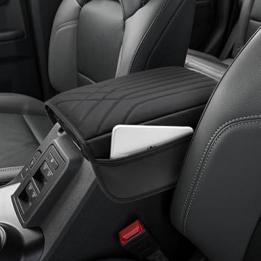 Imagem de KBH Capa de apoio de braço para console central para Ford Bronco 2021-2025 2 portas e 4 portas, protetor de console médio, tampa de tampa de descanso de braço com bolsos laterais, antiarranhões, preta