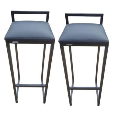 Imagem de Kit 2 Banquetas De Cozinha Altas Estofada Para Bancada Bar Area Gourme