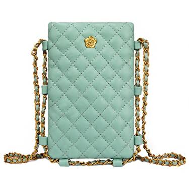 Imagem de Montana West Bolsa feminina acolchoada pequena para celular com corrente macia transversal para celular, B Azul claro, small