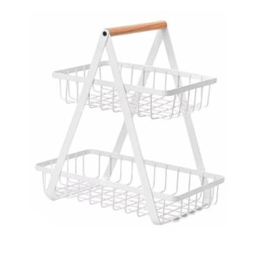 Imagem de Bandeja Para Frutas Com Duas Camadas — Rack Para Armazenamento De Frutas E Legumes Na Cozinha(FRUTEIRA 2 ANDARES BRANCO)