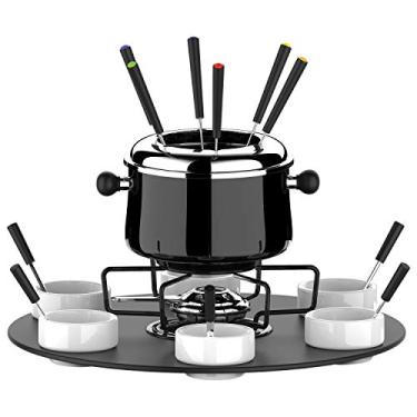 Imagem de Conjunto Fondue Grande com Base Giratória 23 peças Preto, HH7836-PT, Euro Home