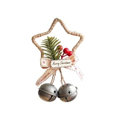 Imagem de Relógio de Natal de metal e grinalda de enfeite de árvore de estrela - Estrutura metálica durável, anéis fáceis de pendurar para feriados internos/externos, presentes de festa sazonais portáteis