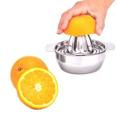 Imagem de Espremedor De Laranja Limão Frutas Manual Em Aço Inox Com Separador Se
