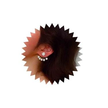 Imagem de Aneneiceera Brincos de argola de pérola com pingente de pérola, brincos de orelha de pérola perfurada, leve, barroco, declaração, casamento, formatura, pérola, brincos para mulheres e meninas, Pérola