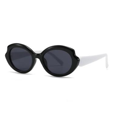 Imagem de Óculos de sol vintage femininos para homens, óculos de sol punk de luxo, armação grande e popular para dirigir ao ar livre, UV400 (preto e branco)