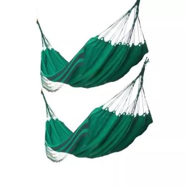 Imagem de Kit Com 2 Rede Descanso Dormir Casal Resistente Grande Algodão Artesanal Premium(2 VERDE)