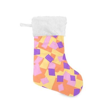 Imagem de Wassud Meia de Natal fofa com punho branco tabuleiro de xadrez brincalhão 45,7 cm grande para decoração de lareira de lareira pacote com 2