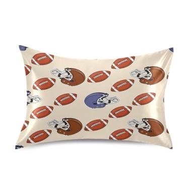 Imagem de Wassud Capacetes e bolas de futebol fronha de cetim para cabelo e pele fronhas de seda lisa tamanho padrão capas de travesseiro respiráveis com fecho de envelope