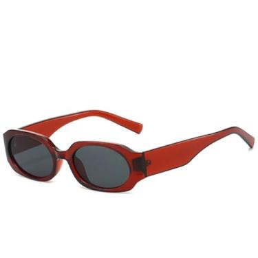 Imagem de Óculos de sol quadrados retrô da moda, armação pequena de luxo para homens, para dirigir e viajar, UV400 (vermelho e cinza)