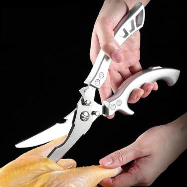 Imagem de Tesouras de aves resistentes – Tesoura de cozinha de aço inoxidável para corte de carne e frango, tesouras de cozinha seguras para lava-louças, ideia de presente de Ação de Graças e Natal para homens