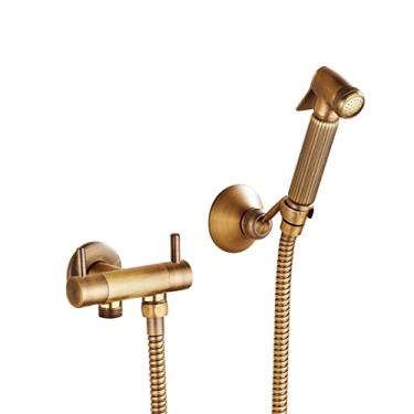 Imagem de uhyOHF Pulverizador de bidê portátil antigo para vaso sanitário, kit de pulverizador de fraldas de pano de latão, conjunto de pulverizador de bidê montado na parede, kit de pulverizador de bidê de