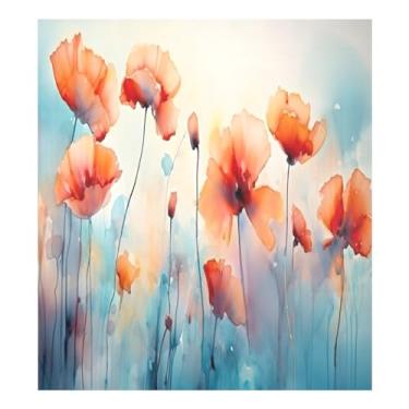 Imagem de Qilmy Pintura a tinta de flores silvestres capa de ímã de lava-louças 58 x 66 cm capas decorativas de geladeira para porta frontal adesivo de folha magnética máquina de lavar louça painel decalque