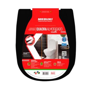 Imagem de Tampa de Vaso Assento Almofadado Retangular Compativel Com Bacia Debba Roca 1.6gpf 6.0lpf (Preto)