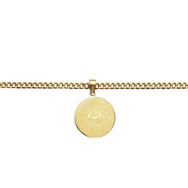 Imagem de ZUDO Colar com pingente mini Ayatul Kursi – Joias islâmicas – Ouro 18K, ouro rosa 18K e prata (Ródio) revestido de aço inoxidável – Colar de corrente de freio de 3 mm – Presente atencioso, 22, Aço