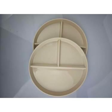 Imagem de Soptalles Pratos divididos de 22 cm para adultos, 2 peças de prato de controle de porção, pratos de jantar reutilizáveis, seguros para lava-louças e micro-ondas (cor bege)