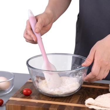 Imagem de Espátula de silicone, integrada, totalmente embrulhada, ferramenta de cozinha térmica portátil com design translúcido, para misturar e misturar (rosa)