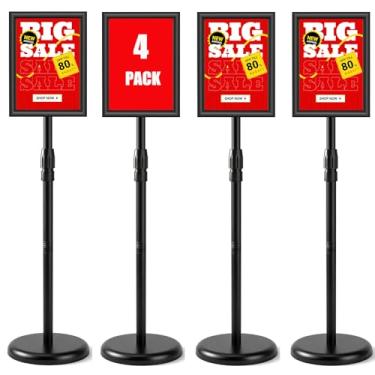 Imagem de USCNC Suporte de letreiro 21,6 x 28 cm - Suporte ajustável para placa de chão - Moldura aberta de encaixe, rotação de 360° para shoppings, escolas, restaurantes (preto pacote com 4)