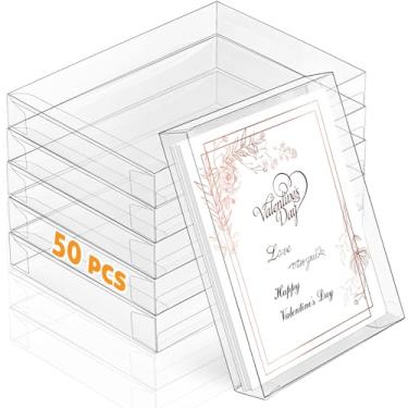 Imagem de Sintuff 50 caixas de armazenamento de cartões transparentes de plástico transparente para cartões comemorativos 14 x 19 x 2,5 cm Caixa de armazenamento de fotos retangulares para lembrancinhas