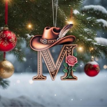 Imagem de Enfeites de Natal A-Z Cristal Pendurado, Letra M, Enfeites de árvore de Natal feitos à mão, decoração de carro e casa - Presentes de Natal, decoração de artesanato em acrílico, ideias de troca de