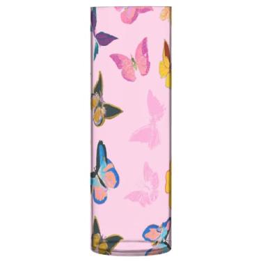 Imagem de JUZIHAI Vaso de borboletas coloridas para flores 9,9 cm x 30 cm cilindro de plástico moderno vaso de flores para centro de mesa de casamento decoração de casa