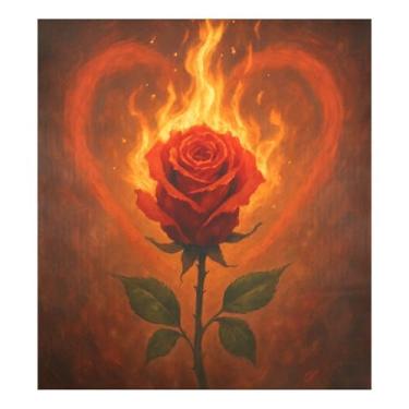 Imagem de JUZIHAI Capa magnética para lava-louças Dia dos Namorados Rose in Love 58 x 66 cm, decalque magnético decorativo para painel de lava-louças, adesivo de capa de aparelho de geladeira para decoração de