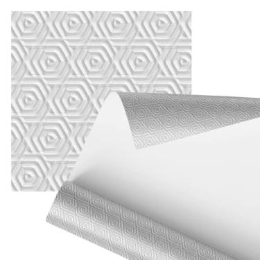Imagem de Papel de Parede 3D Geométrico Hexagonal, Branco, Decorativo, Auto-Adesivo, 2,80 Metros, Design Moderno em Relevo