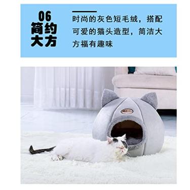Imagem de Cama de Pet Inverno Quente Macia Confortável Ninho Indoor Semi-Fechado Dormir para Gato Cão com Materiais Aconchegantes Trabalho Fino Privacidade