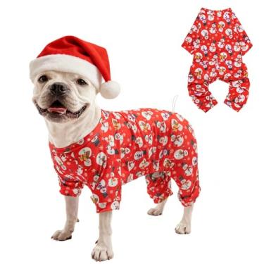 Imagem de SCENEREAL Pijama de Natal para cães pequenos, médios e grandes, meninas, meninos, roupas fofas para animais de estimação, suéter de inverno para filhotes, macacão macio para cachorrinhos de Natal