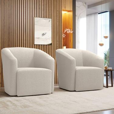 Imagem de Poltrona Decorativa Orgânica Kit 2 Stella Max Bouclê D03 - D'rossi Azul