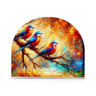 Imagem de Porta-guardanapos de almoço de acrílico colorido pássaros, porta-guardanapos para festa, dispensador de guardanapos de cozinha para guardanapos de papel de jantar