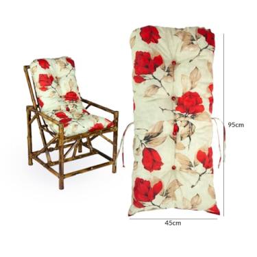 Imagem de Almofada Cheia 95x45cm - Encosto Gordo Ideal para Cadeira, Poltrona, Sofá e Cama, Confortável e Decorativa (Botão Vermelho)