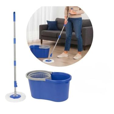 Imagem de Mop Giratório 360º com Balde Duplo, Sistema de Rotação 360 Graus, Balde 8L com Cesto Centrífugo 3L, Haste Ajustável em Aço Inox, Base com Refil de Microfibra