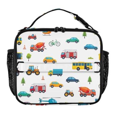 Imagem de Lancheira colorida para veículos carros amarelo branco para mulheres personalizado meninas lancheira masculina lancheira para trabalho animal floral alimentos bolsa térmica para meninos