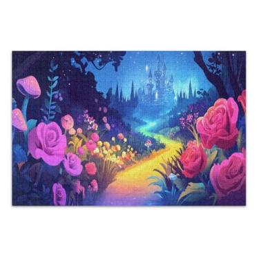 Imagem de Quebra-cabeças engraçados de castelo de flores de jardim para adultos 1000 peças, quebra-cabeça engraçado com letras nas costas