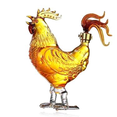 Imagem de Garrafa de uísque em forma de galo, 482 g, dispensador de bebidas de vidro, com gravação 3D, garrafa de vinho animal, soprada à mão, à prova de vazamento, exclusivo para casa, recipiente de presente e