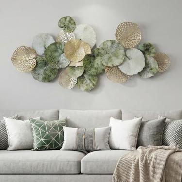 Imagem de Lucky Monet Decoração de parede de metal grande moderna arte de parede de metal 3D folhas de flores esculturas de parede decoração de parede para sala de estar sala de jantar quarto entrada cozinha