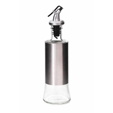 Imagem de Galheteiro 300 ml em Vidro com Aço Inox · Tampa Antivazamento · Sistema de Abertura com Uma Mão · Ideal para Azeite, Vinagre e Molhos