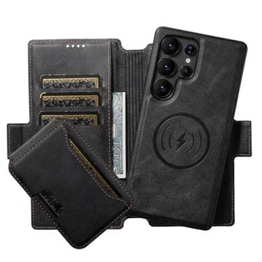 Imagem de LYJSMGZ Capa flip para Samsung Galaxy S25 Ultra/S25 Plus/S25, suporte para cartão magnético, capa à prova de choque, suporta carregamento sem fio, preta, S25 Ultra