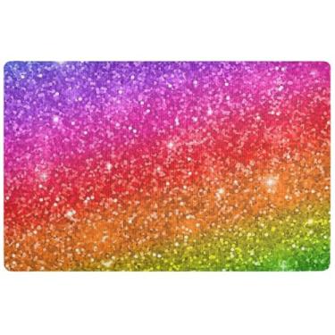 Imagem de TSENQUE Tapete de Halloween colorido colorido com glitter personalizado tapete de varanda decoração de varanda interior tapetes para entrada de casa 81 x 50 cm