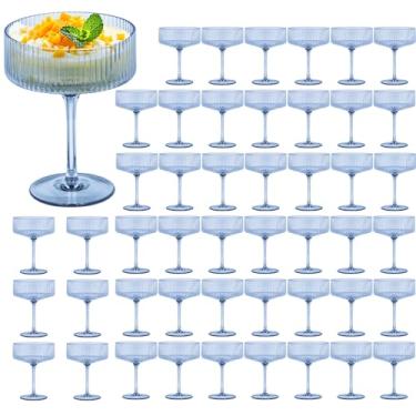 Imagem de 48 peças de copos de martini de 297 g copos de cupê com nervuras plasitc champanhe à prova de estilhaçamento acrílico vintage copos de vinho Margarita copos descartáveis para festas de casamento