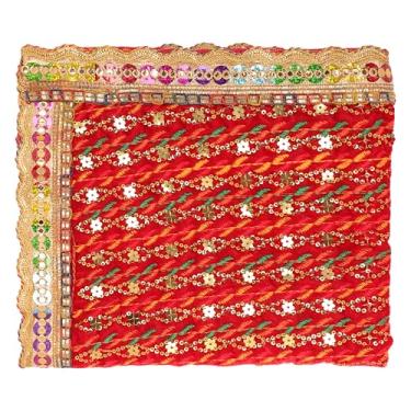 Imagem de Pano Chunari decorativo Chunni Puja Indiano Tradicional Cultural Festival Decoração Chunr MATA Ki Chunri para Estátua Chowki Aasan Mat Posters Moldura Decoração de Casa (Tamanho :-106 cm x 45